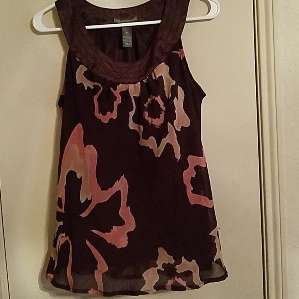 Brown and rose flowered sleeveless top